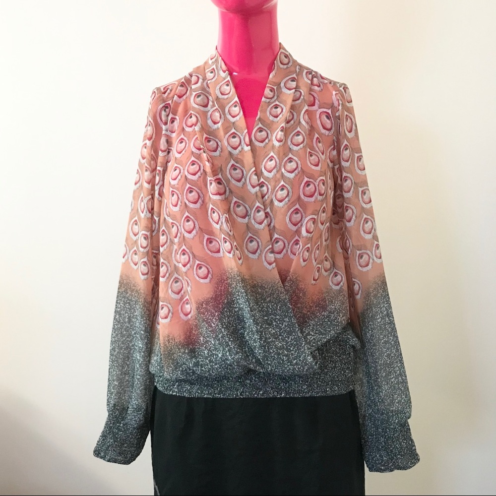 Yoana Baraschi Anthropologie Pink Peacock Blouse
